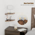 Set 2, Corner Floating Shelves, Rustic Brown Wood, of Wall Mount Storage with Guardrail for Bathroom Kitchen Living