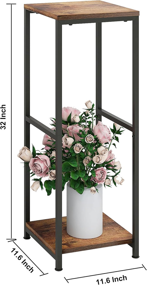 NOAMOO 32 inch Tall Metal Wood Plant Stand, Tier Potted Plant Shelf for Indoor, Flower Pot Holder for Corner Living