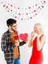 3 Pcs Felt Ball Heart Garlands, Hanging Ornaments for Anniversary, Wedding, Party Decor, Grey White Red