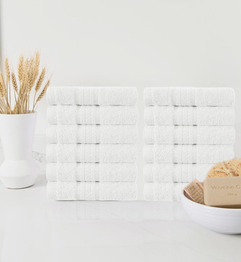 12 Pack 12x12-100% 580 COTTON CRAFT Ultra Soft Washcloths - - Cotton Facecloths - Baby Wash Cloths - Absorbent Quick