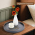 12" GORESE Round Coffee Table Tray for Home Decor, PU Leather Decorative Serving Tray for Home & Entryway Tables