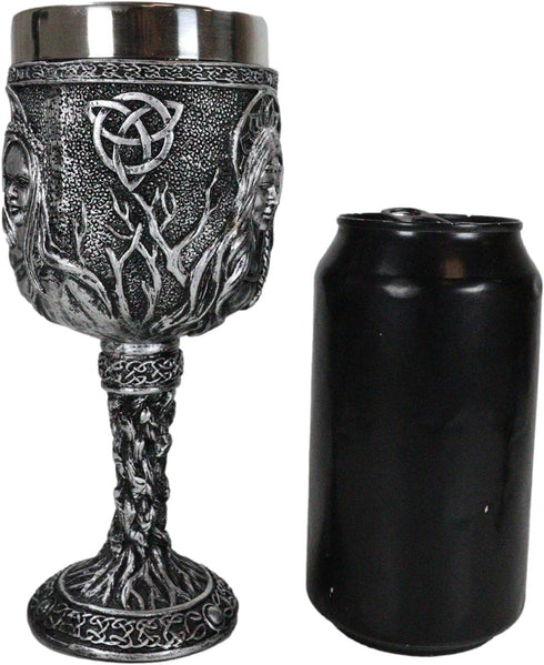 Ebros Celestial Celtic Triple Goddess Maiden Mother Crone Wine Goblet Chalice Figurine - Wiccan Decor