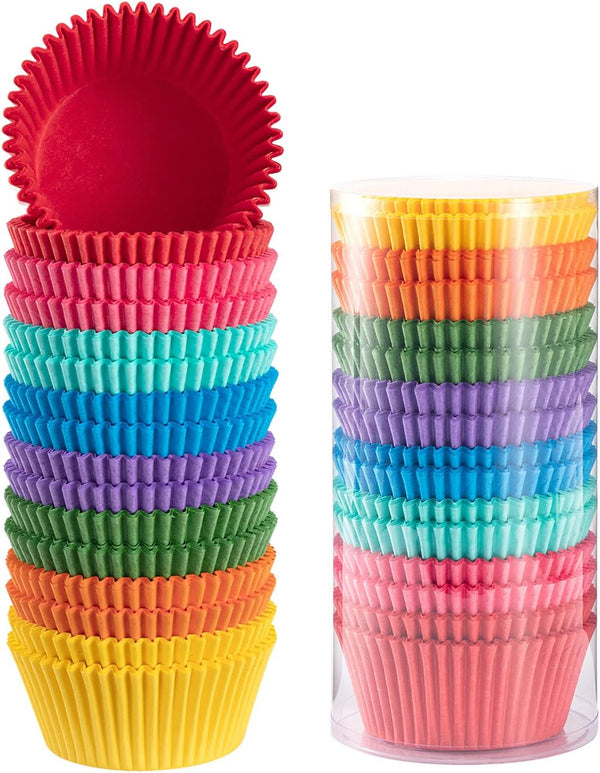 Gifbera Bright Rainbow Jumbo Cupcake Liners, 400-Count Large Colorful Paper Baking Cups