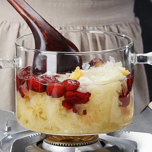 ERINGOGO 1900ML Glass Saucepan with Lid, Heat-Resistant Simmer Pot for Pasta, Soup, Milk, Baby Food
