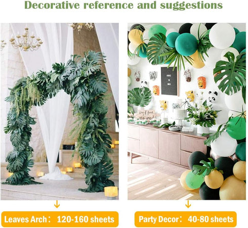 OurWarm 24pcs Large Artificial Tropical Palm Leaves, Faux Safari Leaves Monstera Fake Leaves for Birthday Party Safari