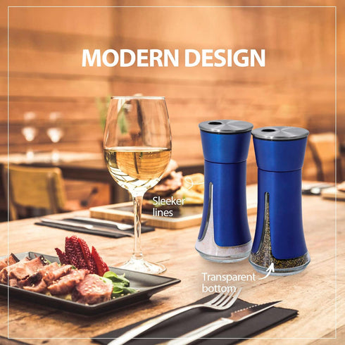 Blue Salt and Pepper Shakers Set by Aelga, Blue Kitchen Accessories, Decor for Kitchen, Restaurants, BBQ