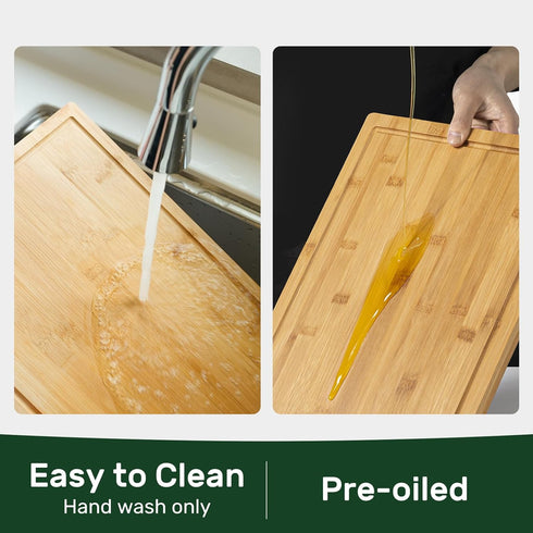 2418 Kikcoin Bamboo Cutting Boards for Kitchen, Wooden Healthy Cutting Boards for Charcuterie, Vegetables, Cheese