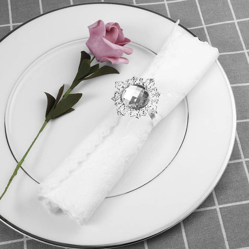 VORCOOL 12pcs Napkin Rings, Napkin Holders for Wedding Banquet Dinner Decoration (Silver)