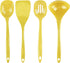 Calypso Basics 5 Piece Kitchen Utensil Holder with Heat Resistant Spoon, Slotted Spoon, Ladle, Spatula, BPA Free, Lemon