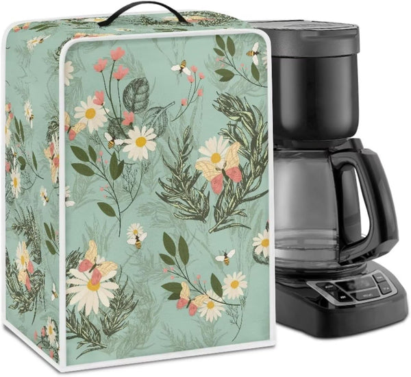 Coffee Maker Cover - Kitchen Appliances Protector for Most Standard Coffee Makers, Dust Cover with Daisy Leaf Design