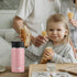 koodee 12 oz Stainless Steel Water Bottle, Double Wall Vacuum Insulated Flask with Wide Handle Straw Lid (Light Pink)