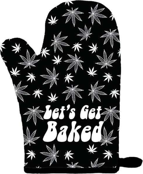 Twisted Wares Funny Oven Mitts, Let's Get Baked, Cotton Canvas Pot Holder, Kitchen Gifts
