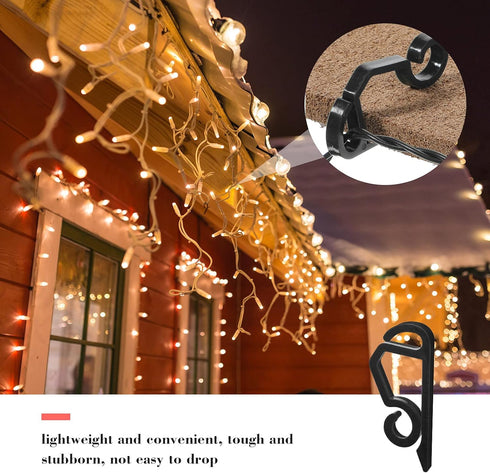 Marsui 120 Pieces Christmas Light Clips, Outdoor Gutter Hooks for Hanging String Lights (Black)