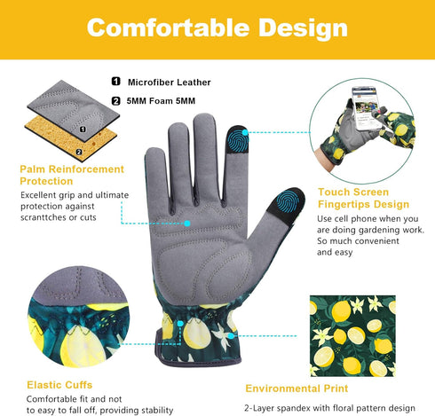 Women's Thorn Proof Gardening Gloves, Slip Resistant Work Gloves for Rose Pruning and Cactus Handling