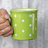 City to Cottage Handmade Lime Green and White Polka Dot Ceramic Extra Large Mug, 17.5oz/500ml