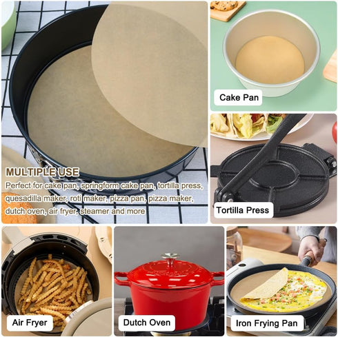 BYKITCHEN 8 Inch Parchment Paper Rounds, Non Stick Pre-cut Sheets for Baking, Set of 100