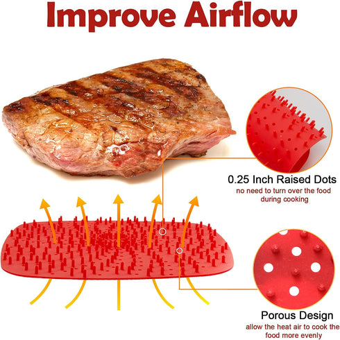 Upgrade Reusable Air Fryer Liners, 2 Size Options - 9 Inch Square, BPA Free Non-Stick Silicone Air Fryer Mats