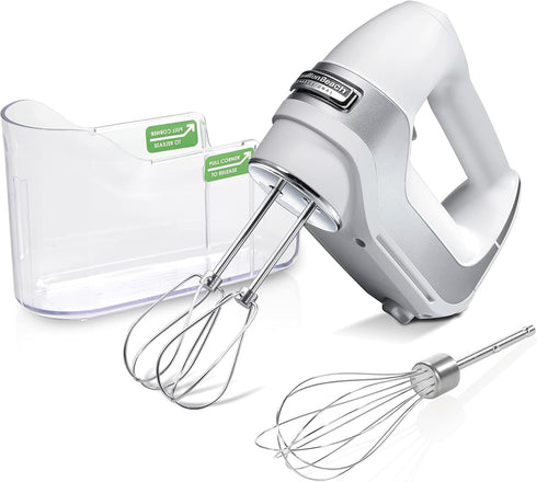 Hamilton Beach Professional 5-Speed Electric Hand Mixer, High-Performance DC Motor, White with Storage Case