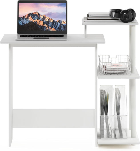 Furinno Efficient Home Laptop Notebook Computer Desk - White/White