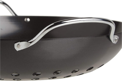 TableCraft BBQ 13-Inch Round Grilling Wok, Non Stick Coating, Small, Black