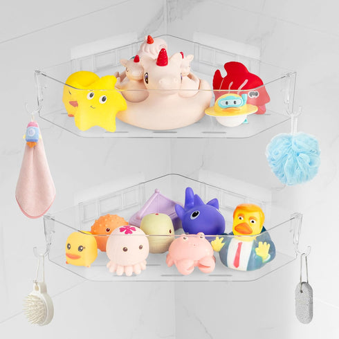 Bath Toy Storage Corner Adhesive Shower Caddy for Baby Bath Toys Bathtub