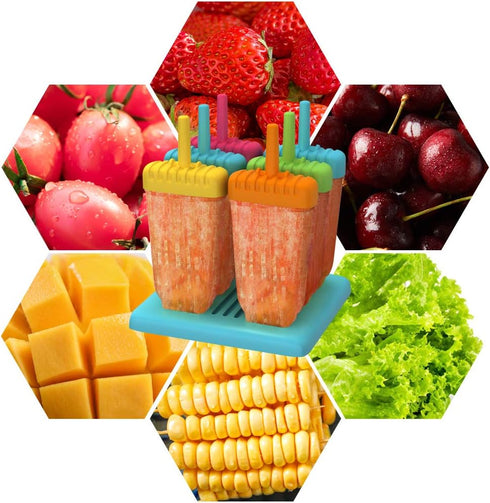 Ozera Set of 6 Reusable Popsicle Molds - Easy Release Ice Pop Maker with Funnel & Cleaning Brush