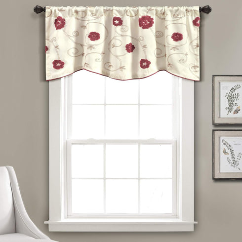 Lush Decor Royal Embrace Valance, Floral Window Kitchen Curtain (Single), 18” x 42”, Blue