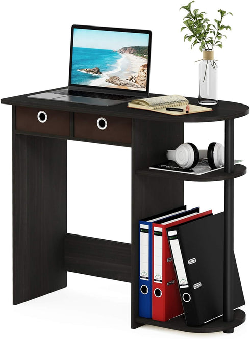 Furinno Go Green Home Laptop Desk/Table, 2 Drawer Bins, Espresso/Black/Brown