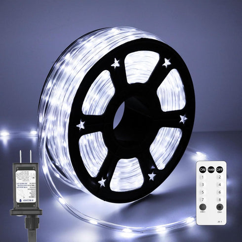50FT 360 LED Waterproof Rope Lights Outside with Remote, 8 Modes and