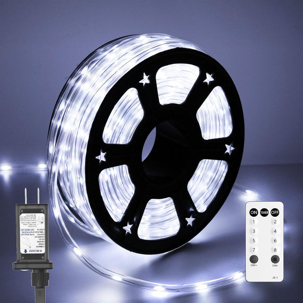 50FT 360 LED Waterproof Rope Lights Outside with Remote, 8 Modes and