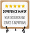 Office Wood Desk Decor, Difference Maker Sign with Iron Stand, Inspirational Gifts for Coworkers, Friends, Boss Leader