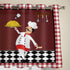 Kitchen Chef Gourmet 2 Piece Window Curtain for Bedroom Living Room, Red Checkered White Lace Drapes