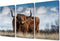 TUMOVO Brown Highland Cow Wall Art | 3 Piece Canvas Prints, 36" Wx24 H, Framed Ready to Hang Decor