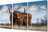 TUMOVO Brown Highland Cow Wall Art | 3 Piece Canvas Prints, 36" Wx24 H, Framed Ready to Hang Decor