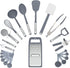 LUX Decor 23 PCS Kitchen Utensils Set - Non-Stick Nylon Cooking Spatula Set with Stainless Steel Handles - Grey