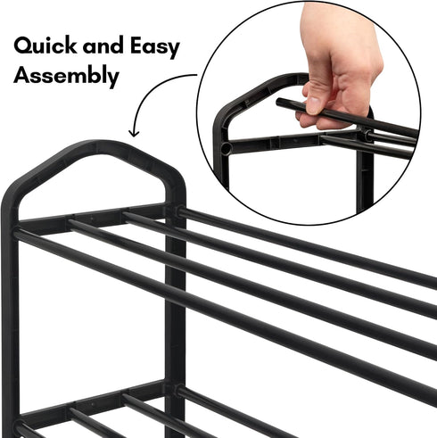4 Closet, Americanflat Shoe Organizer - Tier Shoe Rack Storage Shelf with Reinforced Frame and Metal Tubes - Black Shoe