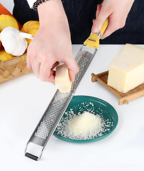 Ourokhome Kitchen Lemon Zester - Stainless Steel Hand Held Parmesan Cheese Grater for Ginger, Chocolate, and Citrus,
