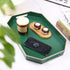 15.7"*10.2"*1.57" Green Decorative Tray with Handles, Versatile Serving Tray for Coffee Table, Ottoman, Ideal