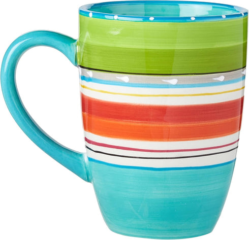 Set 4, 20 oz Mariachi Mugs of Colorful Ceramic Coffee Tea Hot Chocolate Mugs, Microwave and Dishwasher Safe, Fiesta