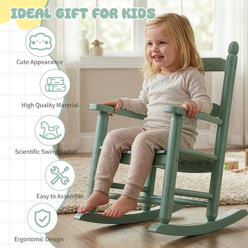 3-6, Outvita Kids Rocking Chair, Ergonomic Sturdy Toddler Rocking Chair with High Backrest & Rounded Armrests, Safe
