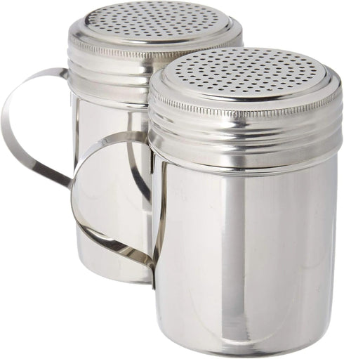 Stainless Steel Versatile Dredge Shaker Set of 2, 10 Oz. Each, Salt, Sugar
