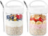 Povinmos 2Pack Overnight Oats Containers with Lids and Handle,14 oz Airtight Oatmeal Container,Mason
