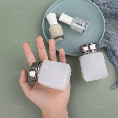 AUEAR Push Down Dispenser Pump Methanol Container, Square Plastic Liquid Press Bottles, 3-Pack, 120 ml