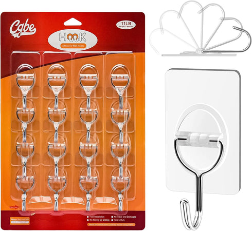 CGBE Heavy Duty Adhesive Hooks, 16 Pack Clear Sticky Hooks for Hanging Keys, Coats, Hats, Bags