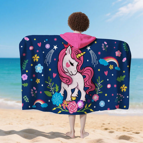 4-8,Kids 30x50 inch Unicorn Bath Towel for Girls Hooded Beach Towels for Kids Ages Hooded Bath Towels Wrap for Toddler