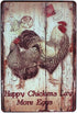 Happy Chickens Lay More Eggs Rooster Decor, Metal Tin Sign, Wall Ornament, Farm & Bar Decor, 8" X 12"