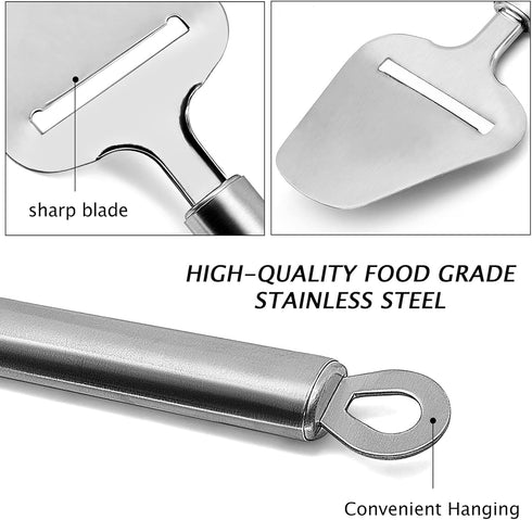 Cheese Slicer Stainless Steel - Heavy Duty Plane Cheese Cutter, Shaver, Server for Semi-Soft, Semi-Hard Cheese