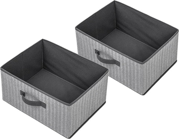 Storage Baskets, 15.7-Inch Woven Fabric Bins, Foldable Organizer Bins for Closet Shelves, 2PCS/Grey
