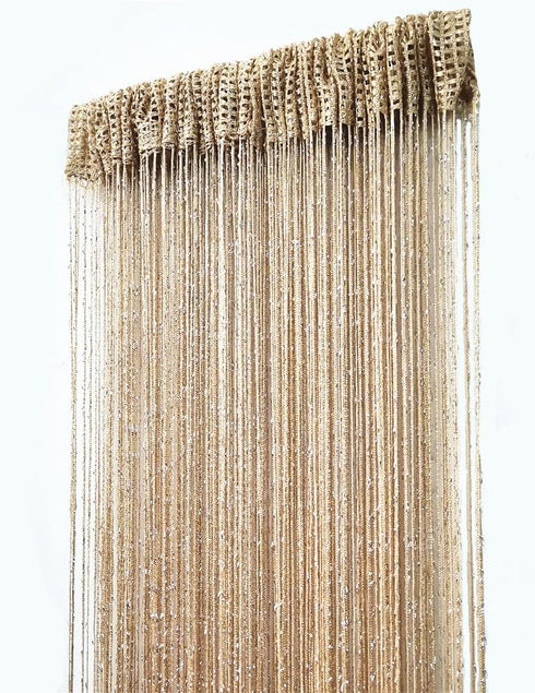 ave split Decorative Door String Curtain, Wall Panel Fringe, Window Room Divider, 100x200cm, Champagne