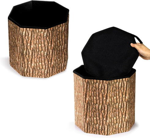 3 Pack 12 12 Inches Lawei Tree Stump Storage Stools, x Folding Stool Ottoman with Foam Cushion, Collapsible Storages